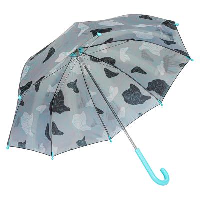 China Stretch Gray With Fancy Print For Rainy Kid Straight Umbrella 8 Ribs Umbrella Waterproof for sale