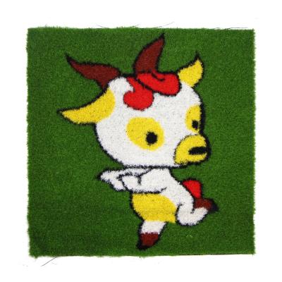 China Art Decor Cartoon Sheep Shape Lawn Landscape Outdoor Artificial Grass For Garden for sale