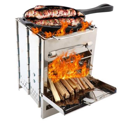 China Barbecue Stainless Steel Foldable Square Grill Mini Charcoal Stove Portable Bbq Outdoor Picnic Stove for sale