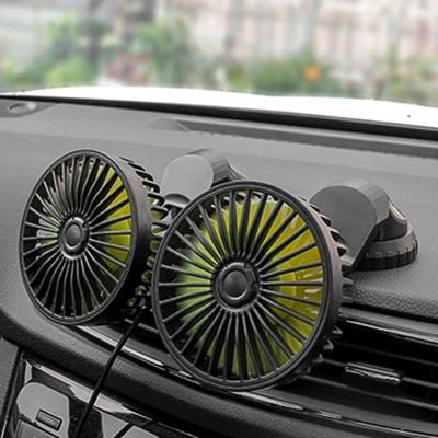 China With 5 Fan Blades USB Powered Car Fan Air Cooling Multi-angle Dual Head 3-Speed ​​Dash Treatment Rotating Fan For Vehicle Truck SUV for sale