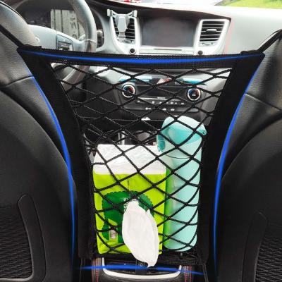 China Universal Strong Elastic Car Mesh Net Bag Between Car Organizer Seat Back Storage Bag Luggage Holder Pouch for sale