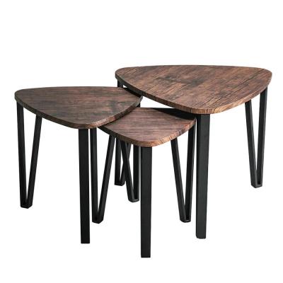 China Brown Handmade Leisure Wooden Nesting Coffee Table Sets Stacking End Side Tables for sale