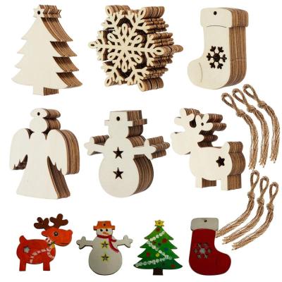 China Handmade Decorative Embellishments Wooden Cutout Christmas Hanging Ornaments for sale