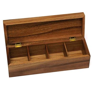 China Custom made luxury handmade antique wooden tea storage box with 4 sections for sale