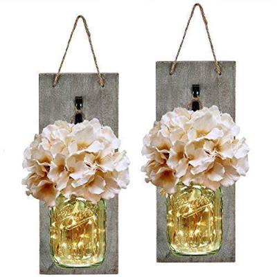 China Europe Mason Jar Sconce Rustic Home Wall Decor with LED Fairy Lights - Handcrafted Mason Jar Sconces Hanging for sale