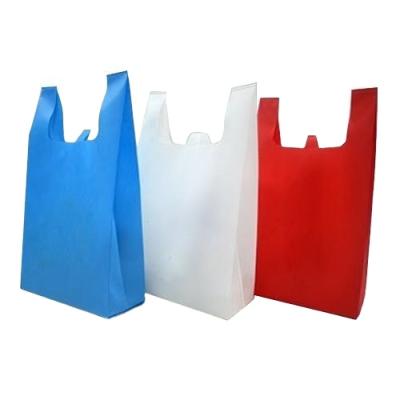 China Eco-friendly Non Woven Spunbond Vest Bag Printing Bag Custom Logo W Cut Nonwoven Carrier Bag for sale