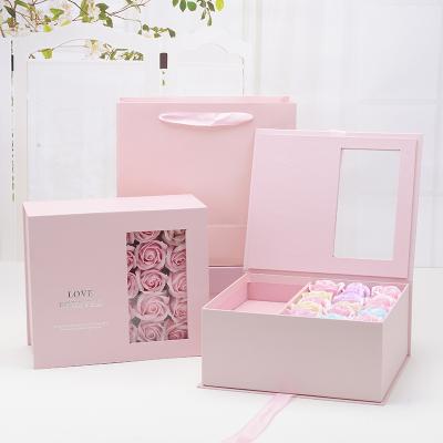 China Custom Recycled Materials Suede Round Packaging Box For Flowers And Square Rose Velvet Flower Gift Package for sale