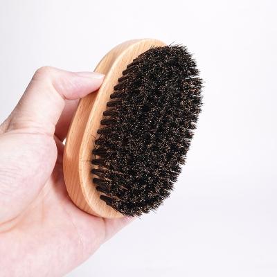 China Custom Factory Look Fashionable Mold Injection 100% Natural Wooden Boars Stiffen Hair Brush Wooden Round Men Face Shaving Beard Brush for sale