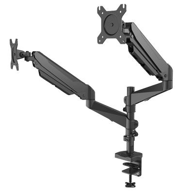 China Dual Metal Monitor Mount Bracket - Adjustable Mount VESA Shock Absorber Arm Height Monitor Desk Mount for Two 17-32 Inch Flats for sale