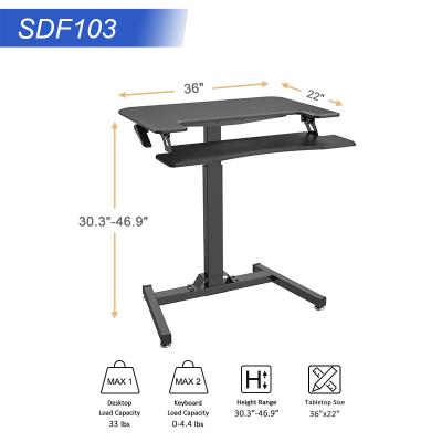 China (Height) Adjustable Mobile Desk Adjustable Height, Mobile Laptop Desk with Keyboard, Mobile Standing Desk w/4 Lockable Casters, Home Office Stand Up for sale