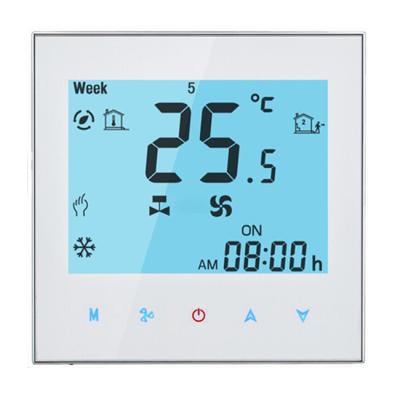 China Hotel Keycard System Window Card Modbus Function 2pipe 4pipe Touch Fan Coil Digital Thermostat for sale