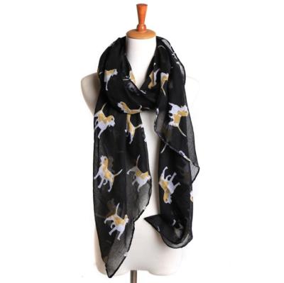 China Wholesale Soft Plain Smooth Dog Veil Printing Scarf Women Animal Feeling Scarf With Dog Print for sale