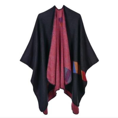 China Soft Smooth Feeling Women Open Front Covering Poncho Cape Thick Oversized Fleece Shawl for sale