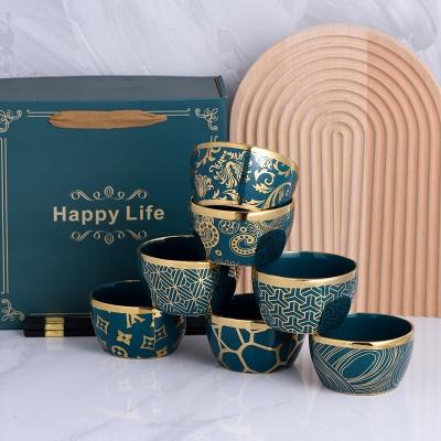 China European Chinese Green Ceramic Porcelain Tableware Bowl Dish Soup Spoon Combination Customized Tableware Gift Box for sale