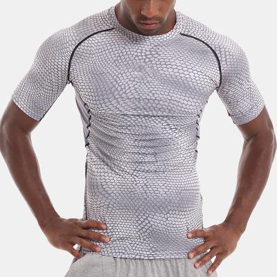 China Perfect quality QUICK DRY sports wear men snake grain workout fitness quick dry running shirts for sale