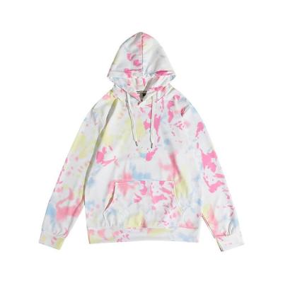 China Anti-wrinkle 2021 Most Trendy Custom Fashion Printing Long Sleeve Cotton Womes Tie Dyed Hoodies for sale