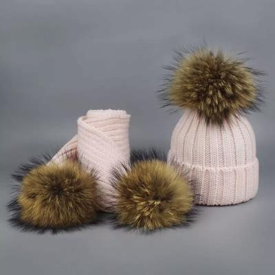 China New JOINT Woolen Ball Scarf Two-Piece Set Outdoor Warm Knit Hat Mother and Child Costume Woolen Ball Knitted Hat for sale