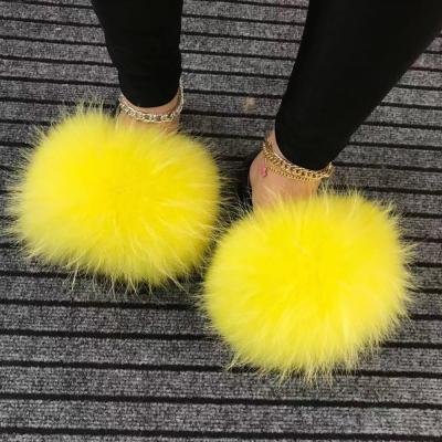 China Waterproof Fox Fur Slippers Women's Fur Slippers Fluffy Fox Fur for sale