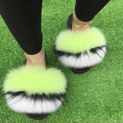 China Brown Raccoon Fur Slippers Waterproof Raccoon Fur Slippers Womens Raccoon Fur Slippers for sale