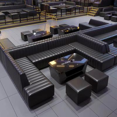 China Modern ktv 2023 lavish sofa nightclub luxury sofa black seating cabin seating ktv led table for sale