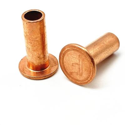 China High Quality Copper Red Copper Flat Head Hollow Rivets For Leather Art for sale