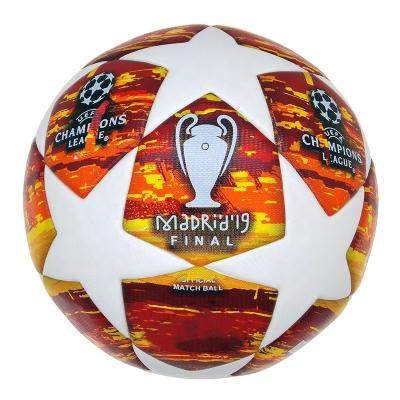 China 2019 Football Match Size 5 PU Soccer Ball Football Leather Thermal Bonded Balls Good Quality Final Training League Match Custom Printing LOGO for sale