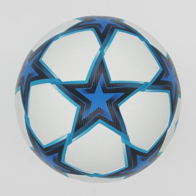 China 2021-2022 Soccer Ball Blue Star LOGO Soccer Ball Blue Star Custom PU Football Training Size 5 Seamless Balls in White for sale