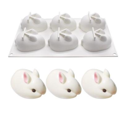 China Food Grade Viable Silicon Mold 6checkered 3D Jelly Mold Chocolate Rabbit Ester Candy Tools Household Bakeware Bakeware for sale