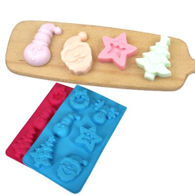 China Viable Christmas Silicone Cookie Cookies Molds Santa Claus Tree Chocolate Cake and Candle Molds for sale