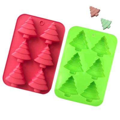 China Viable Handmade Chocolate DIY Christmas Tree Cookie Mold Cake Silicone Mold Candle Baking Mold for sale