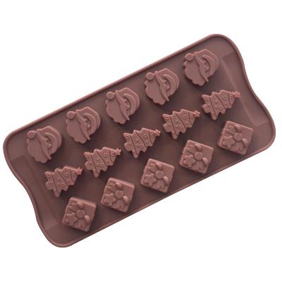 China Silicone Chocolate Mold Viable Christmas Tree Santa Claus Baking Mold Cake Mold for sale