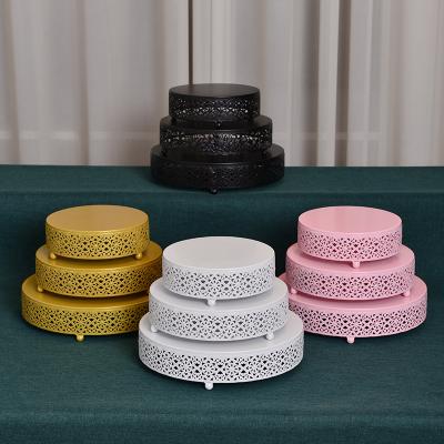 China Round Standable European Round White Black Gold Wedding Party Dessert Hollow Table Metal Cup Cake Stand Pink Metal Tier Cake Stand for sale