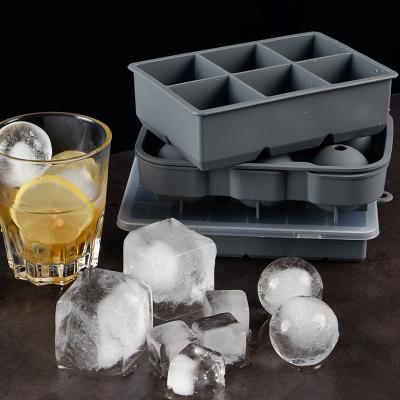 China Sustainable Custom Food Grade Silicone Ice Ball Maker 6 Ice Cube Trays 24 Cavities Silicone Ice Cream Molds With Lid for sale