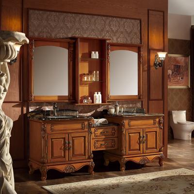 China Bathroom Foshan Antique Design Luxury And Elegant Cabinet With Double Sink for sale