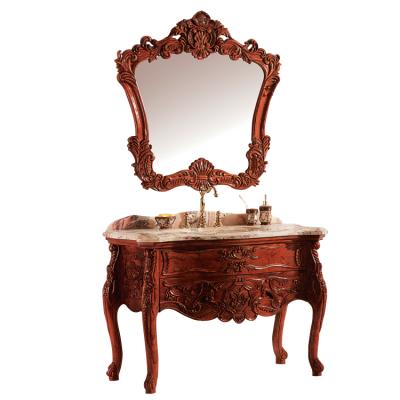 China Custom Made Waterproof Elegant French Vanity Exquisite Bathroom Cabinet for sale