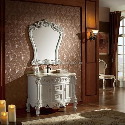 China CLASSIC Classic Luxury Type 39 Inch Mirror White Solid Wood Bathroom Cabinet Vanity for sale