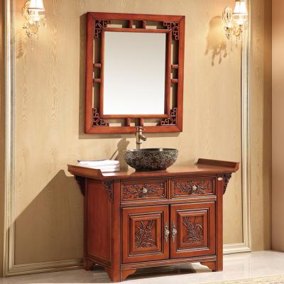 China Traditional imported solid wood handcrafted bathroom vanity WTS809 CLASSIC Chinese style for sale