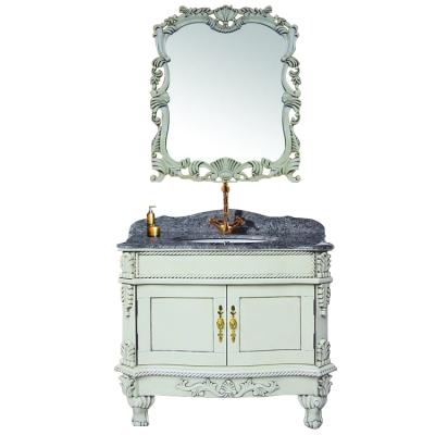 China Wihte Surface 36 Inch Wood Bathroom Vanity Lacquered In Ivory White for sale