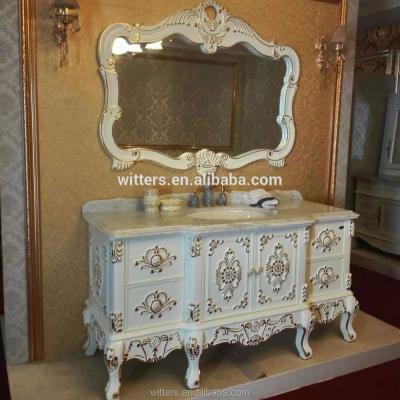 China CLASSIC Luxurious European Bathroom Vanity With Natural Marble Top No.319 for sale