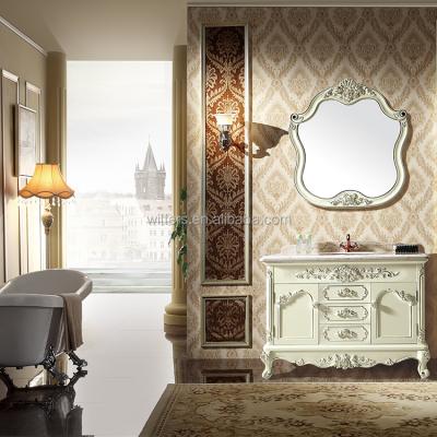 China CLASSIC 47 Inch Antique Cream White Handcraft Single Sink Bathroom Vanity With Top for sale