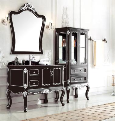 China CLASSIC Freestanding Single Style Bathroom Sink Antique French Vanity Cabinet in Black WTS244 for sale