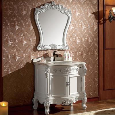 China CLASSIC 30 inch Oak Bathroom Vanity in Pearl White with Silver Leaf, Single Sink WTS1604 for sale