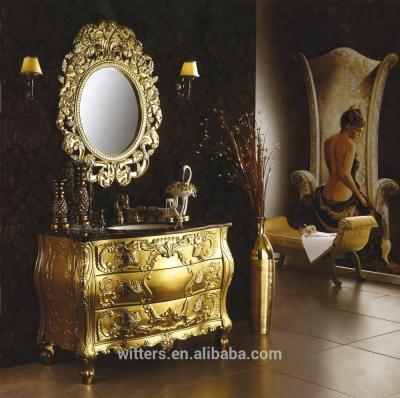 China CLASSIC High End Gold Bathroom Vanity , Royal Bathroom Vanity With Mirror WTS202 for sale