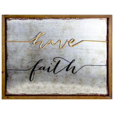 China Rustic China Have Faith Inspirational Quote Rectangular Wood Signs for sale