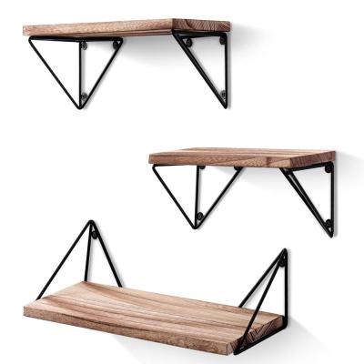 China Sustainable Floating Shelves Wall Mounted Set Of 3, Rustic Wood Wall Shelves for sale