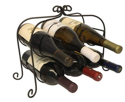 China Small viable wrought iron wine rack for table top or countertop for sale