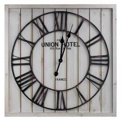 China America Farmhouse Rustic Bleached Wood and Metal Digital Wall Clocks for sale