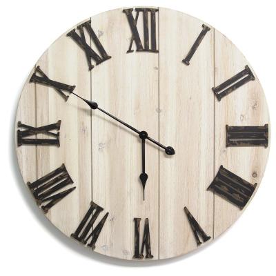 China America Farmhouse Roman Wooden Vintage Round Wall Clock Home Decor for sale