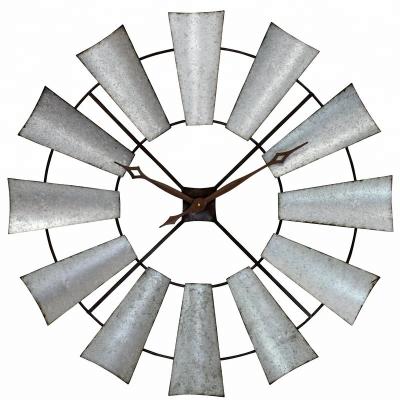 China Antique Style Iron Sheet Farmhouse Windmill Metal Wall Clocks for sale