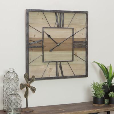 China 100% Handmade Decorative Square Fashion Wooden Wall Clocks for sale